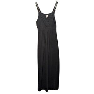 Chico's Women’s Nala Maxi Dress, Black, Size 3 (XL / 16 US), Silver Metal Straps